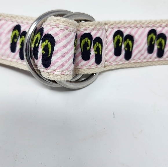 J.‎ Crew Women's Pink Stripe Fabric Flip Flop Belt Size S/M - Picture 4 of 9